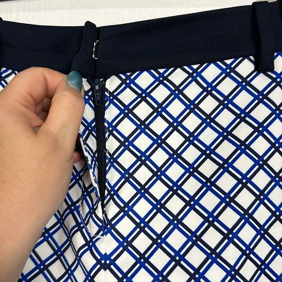 Tory Sport Printed Tech Twill Golf Skirt In Surf Blue Baseline Plaid Size M - Picture 3 of 12